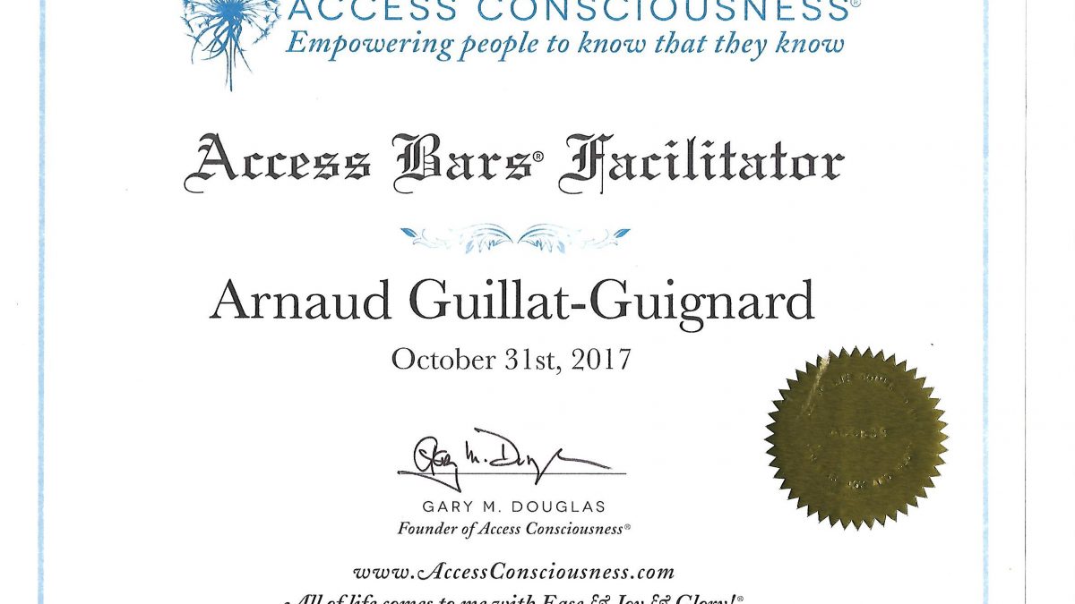 Certification Facilitateur Access Consciousness AGG Octobre 2017